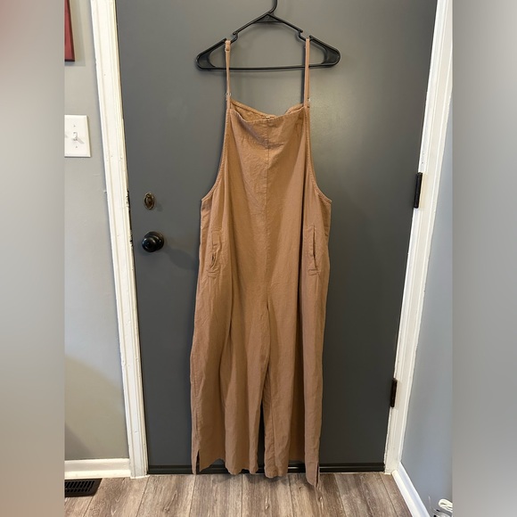 Pants - Sleeveless Tan Romper